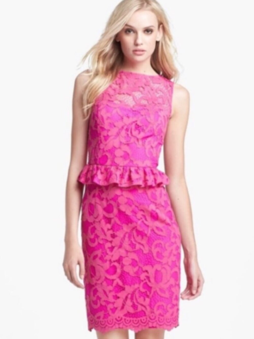 Lilly Pulitzer Mambo Pink Kiri Peplum Dress 6 - Picture 4 of 11